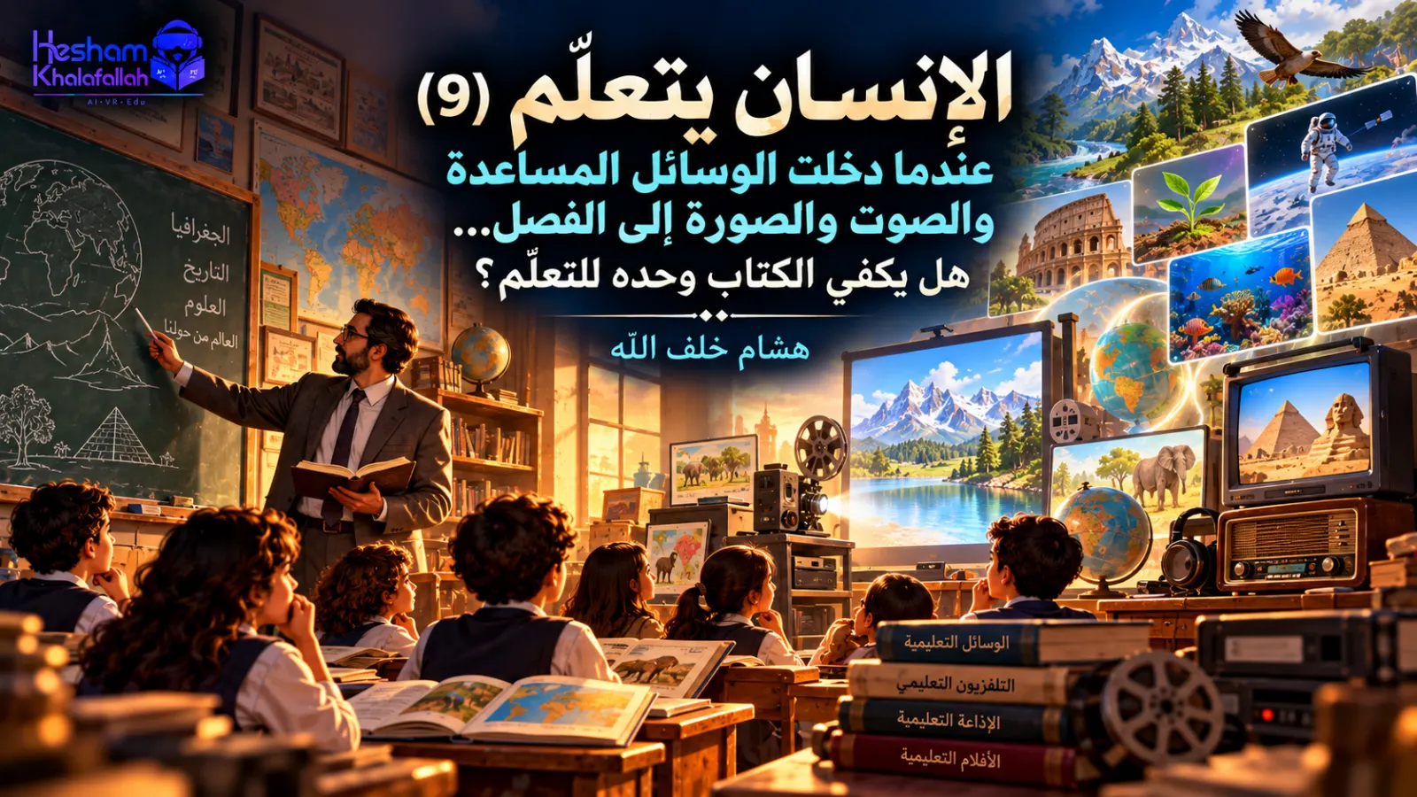تطور الوسائل التعليمية من السبورة والكتاب إلى الصور والراديو والتلفزيون والفيديو داخل الفصل – هشام خلف الله