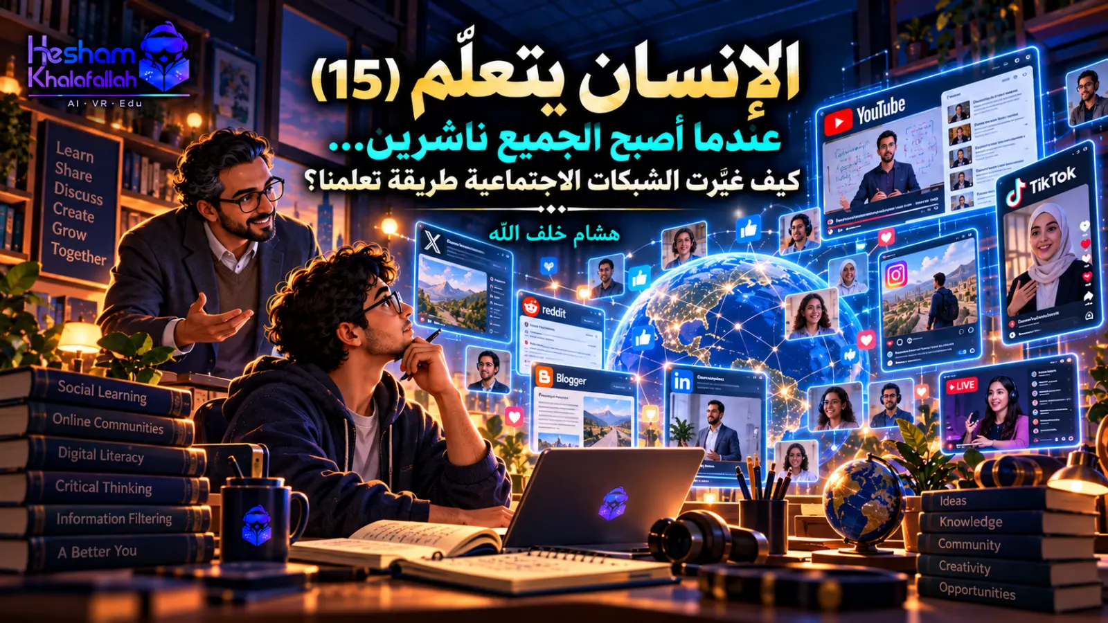 التعلّم عبر الشبكات الاجتماعية وصناع المحتوى والخوارزميات مع دور المعلم في توجيه المتعلم والتحقق من المعرفة – هشام خلف الله