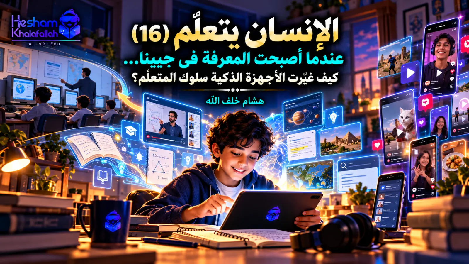 تطور التعلم من معمل الحاسب إلى الهاتف والتابلت وتأثير الأجهزة الذكية والفيديوهات القصيرة في سلوك المتعلم – هشام خلف الله